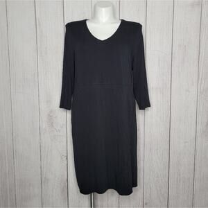 J. Jill Wearever LBD Faux Wrap Black Midi Dress, size XL